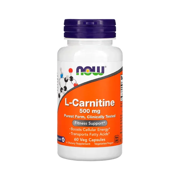 L-Carnitina Amino Acids Now Foods 500mg 60 Cápsulas Vegetales